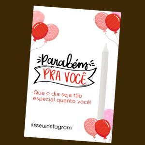 Cartão vela personalizado - Vermelho e Rosa